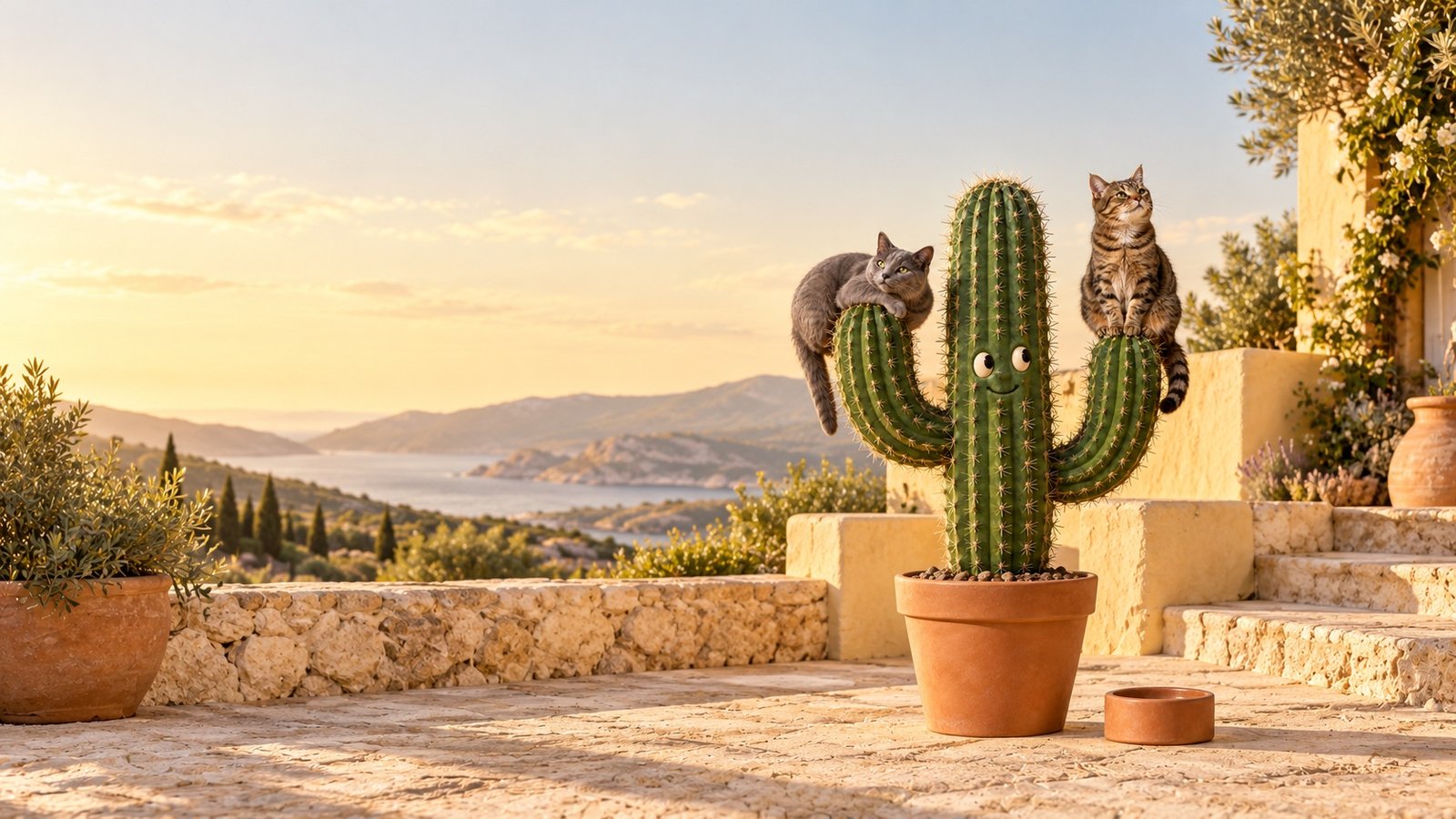 Happy the cactus in the For cat people world