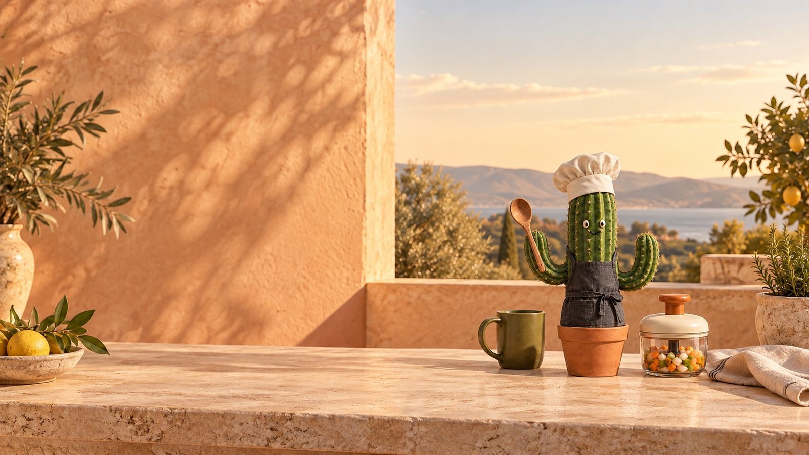 Happy the cactus in the Kitchen & food world