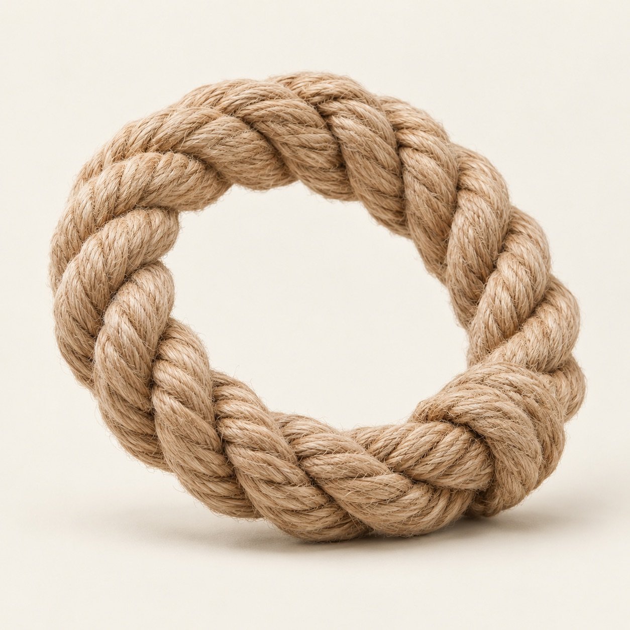 Terracotta and cream braided rope dog toy ring