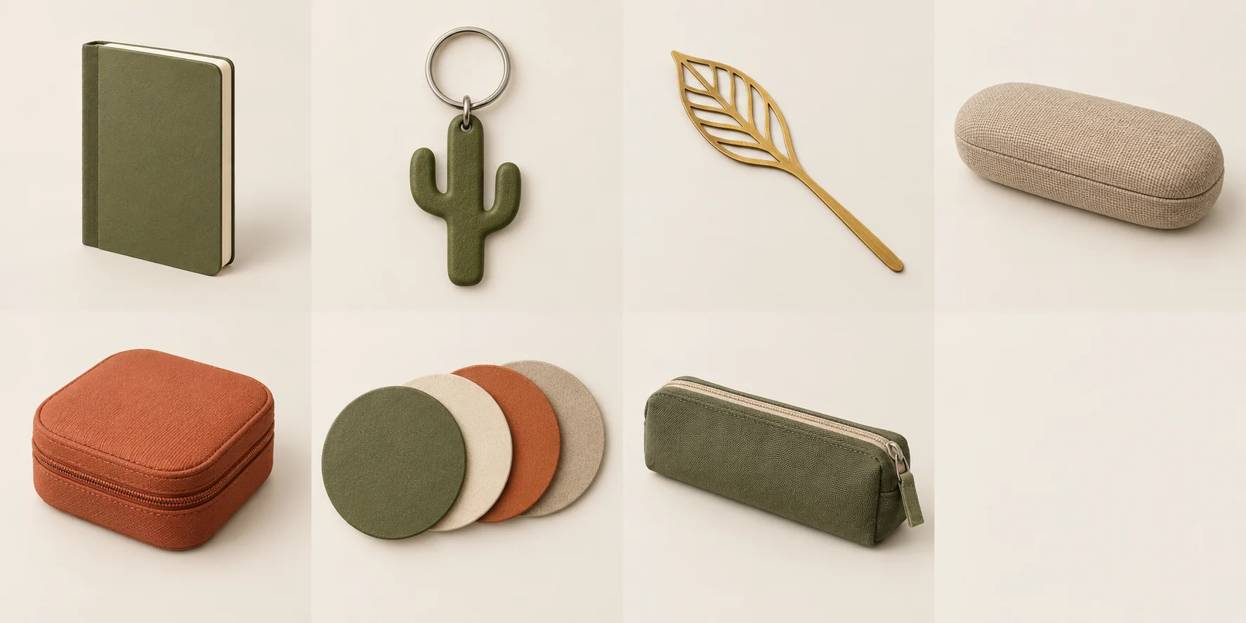 Plain olive pocket notebook with rounded corners and cream pages