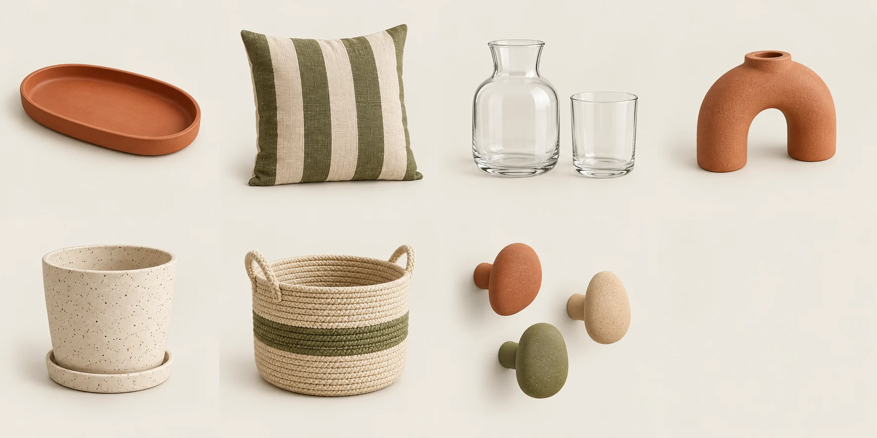 Shallow terracotta oval catchall tray with a raised edge